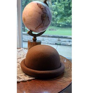 Bowler Hat in Tan 100% Wool